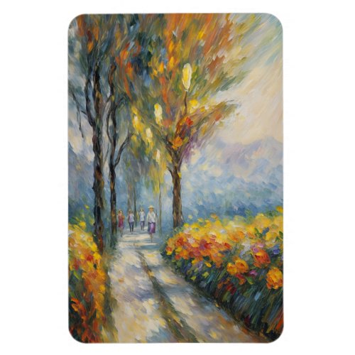 Autumn Stroll Impressionist Pathway Scene Magnet