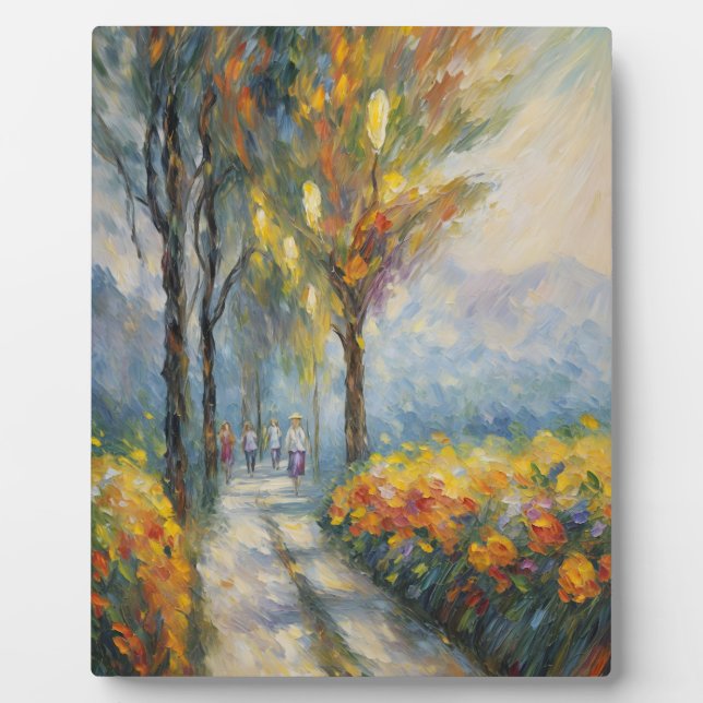 Autumn Stroll Impressionist Pathway Scene Plaque (Front)