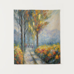 Autumn Stroll Impressionist Pathway Scene Tapestry