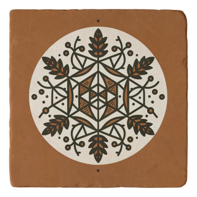 Autumn Style Trivet | Brown & Tan Fall Table Decor (Front)