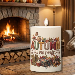 Autumn Suits Me Perfectly Yarn Art Pillar Candle