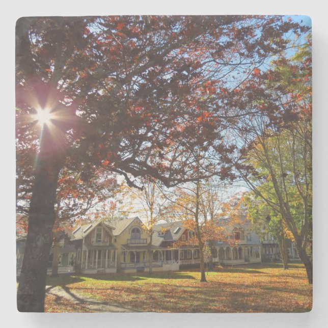 Autumn Sun and Cottages - Martha's Vineyard Stone Coaster (Front)