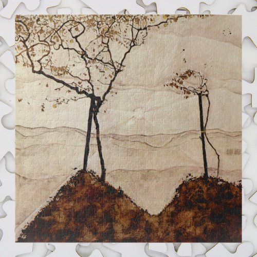 Autumn Sun and Trees by Egon Schiele Vintage Art Jigsaw Puzzle