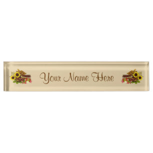 Autumn Sunflower and Corn Bouquet Name Plate