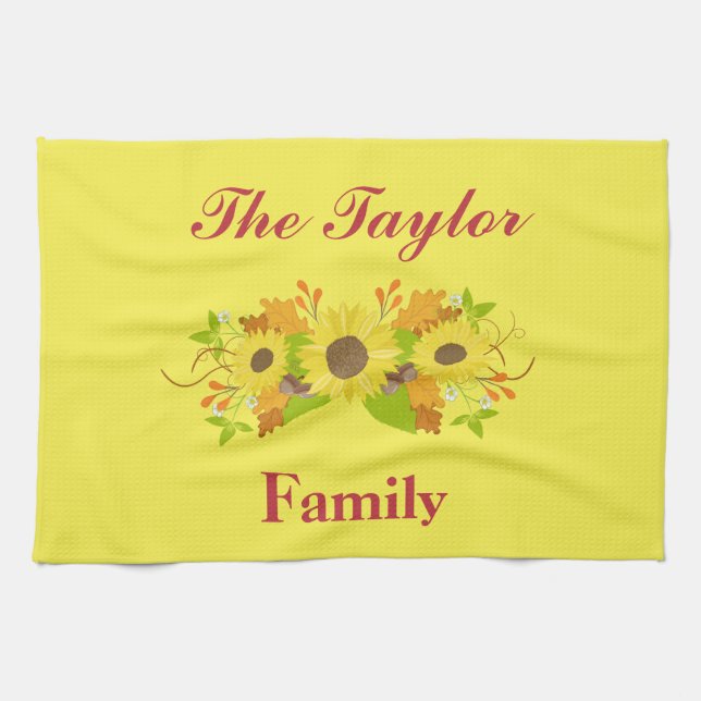 Autumn Sunflower Beauty Kitchen Towel (Horizontal)