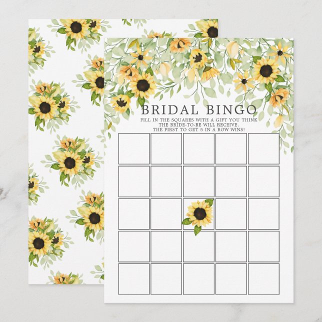 Autumn Sunflower BINGO Bridal Shower Game Invitation (Front/Back)