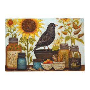 Autumn Sunflower Bird On Kitchen Table Placemat