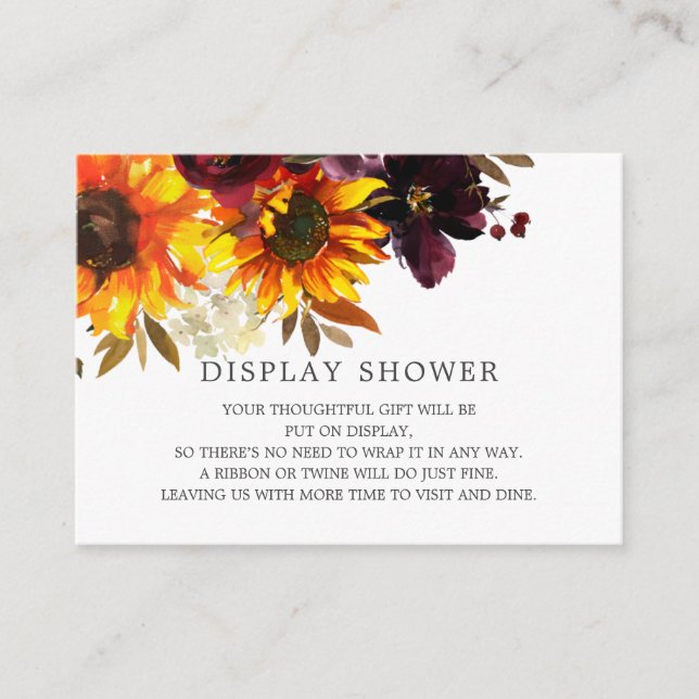 Autumn Sunflower Bouquet Floral Display Shower Enclosure Card (Front)