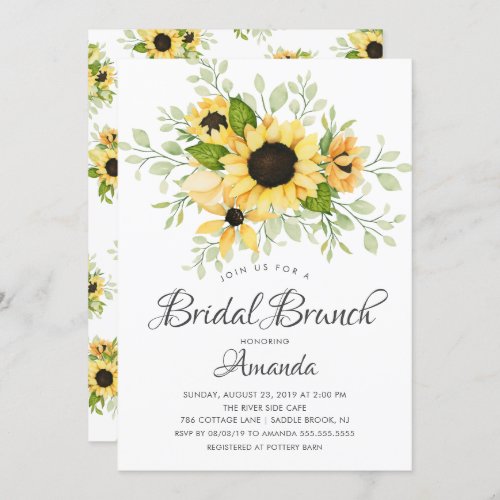 Autumn Sunflower Bridal Shower Brunch Invitation