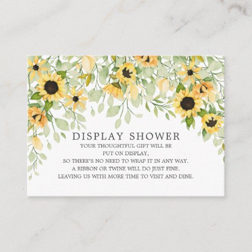 Autumn Sunflower Bridal Shower Display Shower Enclosure Card