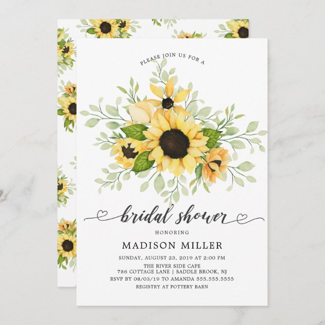 Autumn Sunflower Bridal Shower Invitation (Front/Back)
