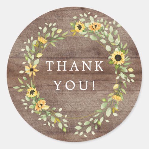 Autumn Sunflower Bridal Shower Thank You Favor Classic Round Sticker