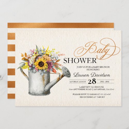 Autumn Sunflower Fall Baby Shower Invitation