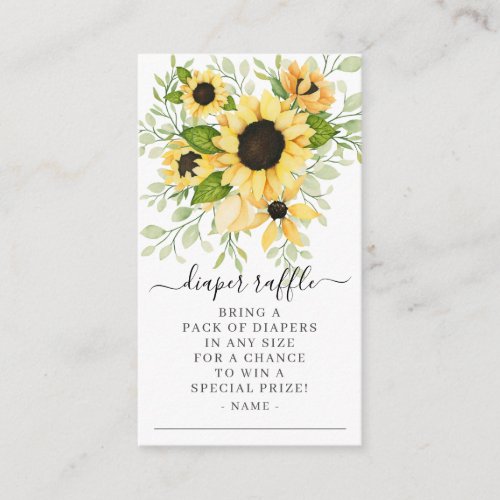 Autumn Sunflower Floral Baby Shower Diaper Raffle Enclosure Card