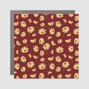 Autumn Sunflower: Maroon Seamless Design Car Magnet
