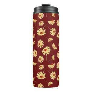 Autumn Sunflower: Maroon Seamless Design Thermal Tumbler
