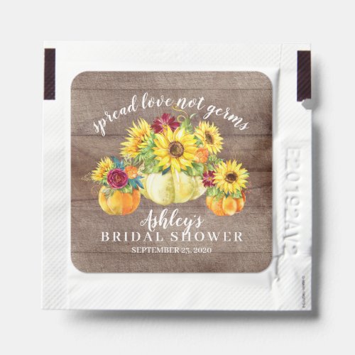 Autumn Sunflower Pumpkin Bridal Shower Hand Sanitizer Packet