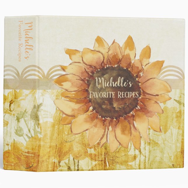 Autumn Sunflower Recipe Binder (Front/Spine)