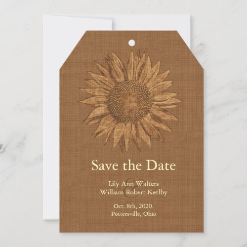 Autumn Sunflower Save the Date Tag