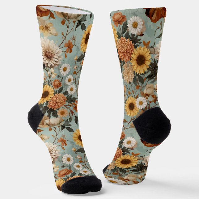 Autumn Sunflower Socks (Angled)