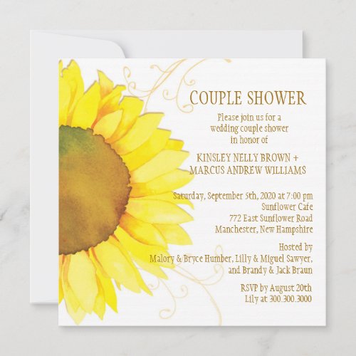 Autumn Sunflower Wedding Couple Shower Invitations