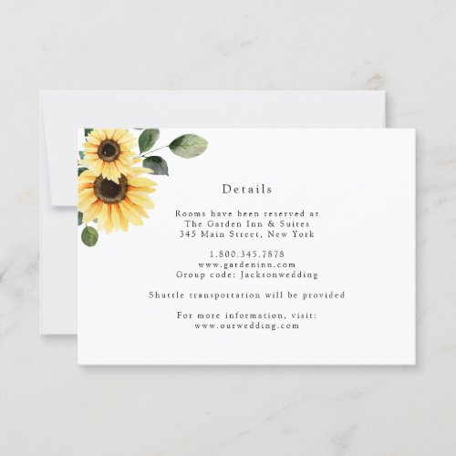 Autumn Sunflower Wedding Details Card