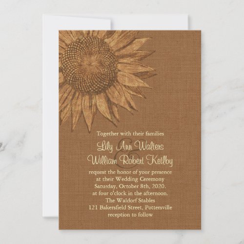 Autumn Sunflower Wedding Invitation