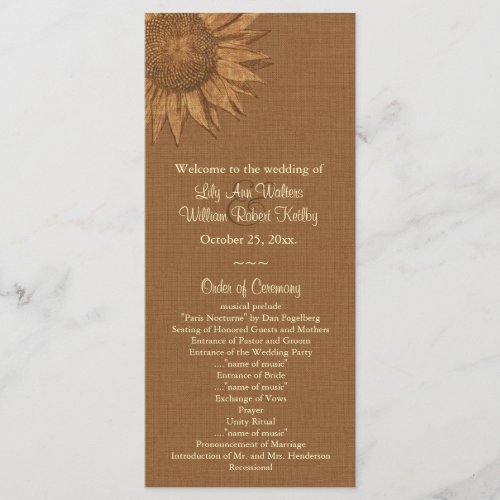 Autumn Sunflower Wedding Program