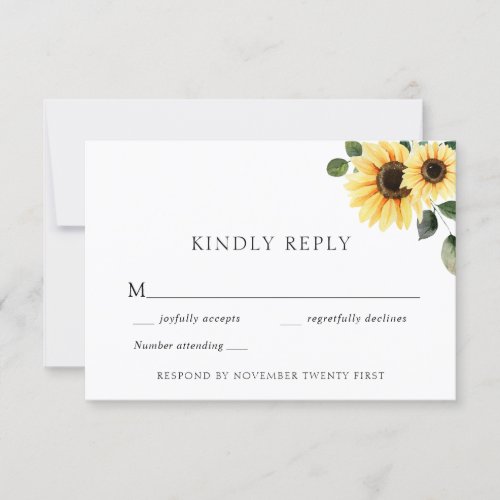 Autumn Sunflower Wedding Response Card