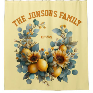 Autumn Sunflowers and Lemons Family Decor Shower Curtain