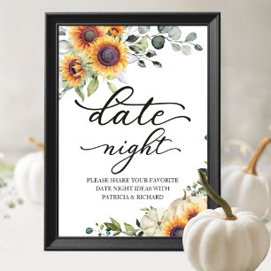 Autumn Sunflowers and Pumpkin Date Night Jar Sign