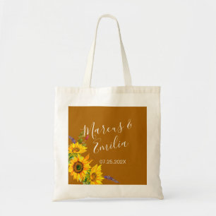 Autumn Sunflowers Custom Wedding Tote Bag