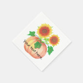 Autumn Sunflowers in Pumpkin with Leaves Napkins (Corner)