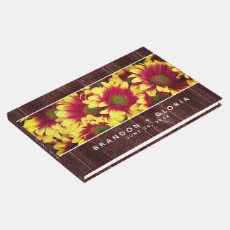 Autumn Sunflowers on Rustic Wooden Fence Wedding