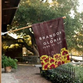 Autumn Sunflowers on Rustic Wooden Fence Wedding