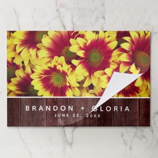 Autumn Sunflowers on Rustic Wooden Fence Wedding Paper Pad
