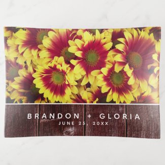 Autumn Sunflowers on Rustic Wooden Fence Wedding