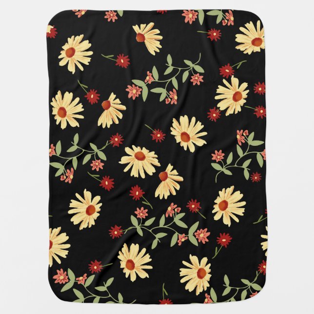 Autumn Sunflowers: Red-Orange Harmony. Baby Blanket (Front)