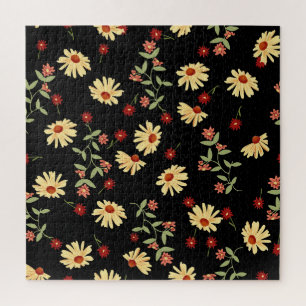 Autumn Sunflowers: Red-Orange Harmony. Jigsaw Puzzle