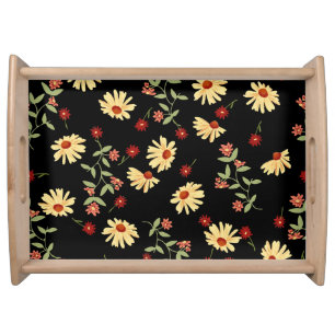 Autumn Sunflowers: Red-Orange Harmony. Serving Tray