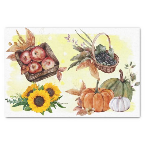 Autumn Sunflowers Thanksgiving Pumpkin Harvest Tissue Paper