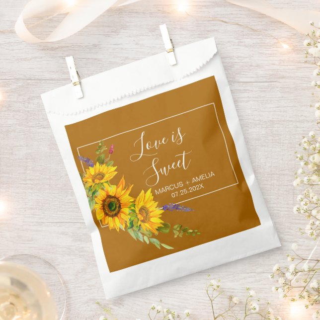 Autumn Sunflowers Wedding  Favor Bag (Clipped)