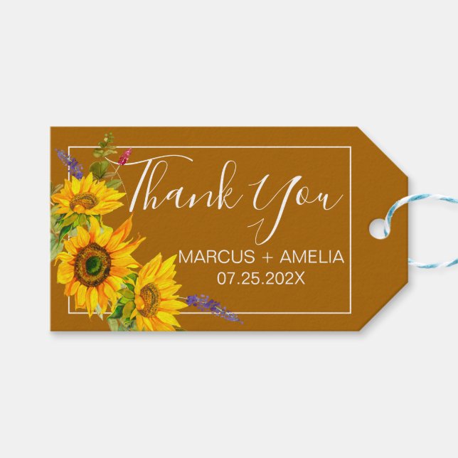 Autumn Sunflowers Wedding  Gift Tags (Front (Horizontal))