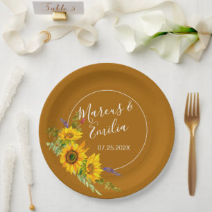 Autumn Sunflowers Wedding Paper Plates