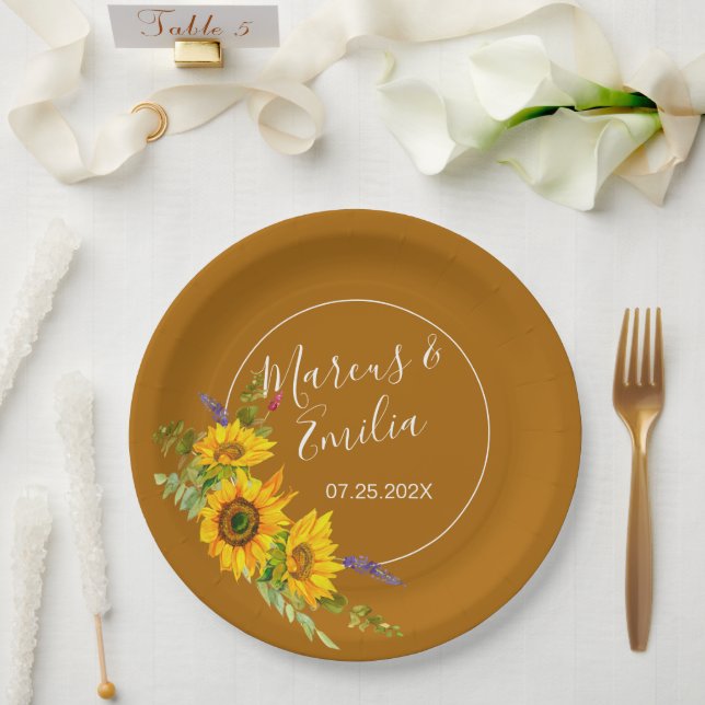 Autumn Sunflowers Wedding   Paper Plates (Wedding)