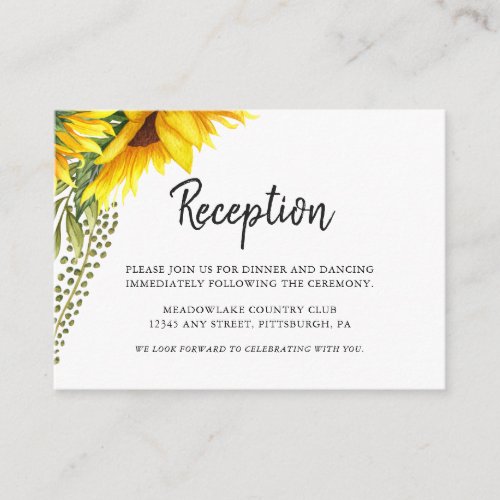Autumn Sunflowers Wedding Reception Enclosure Card