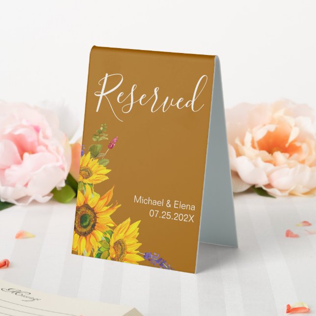 Autumn Sunflowers Wedding Reserved Table Tent (In SItu (Wedding))