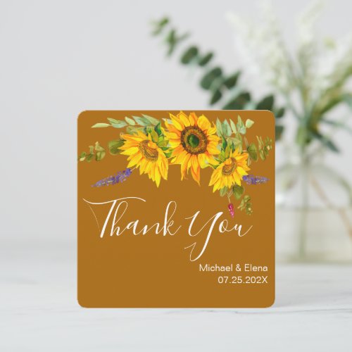 Autumn Sunflowers Wedding Thank You