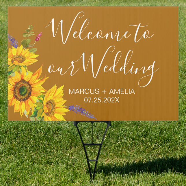 Autumn Sunflowers Wedding Welcome Sign (Insitu)