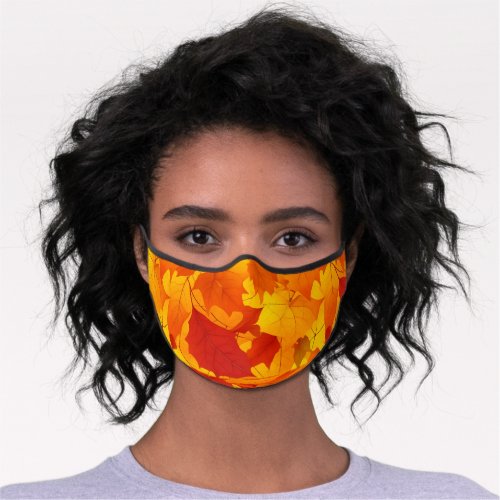 Autumn sunny shiny leaves design premium face mask